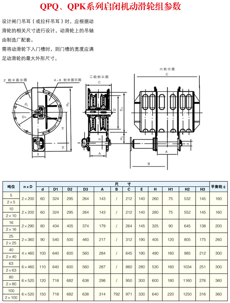 QPQ、QPK系列啟閉機(jī)動(dòng)滑輪組
